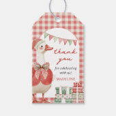 Gekke Goose Christmas Gingham 1st Birthday Cadeaulabel (Voorkant)