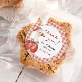 Gekke Goose Christmas Gingham 1st Birthday Ronde Sticker