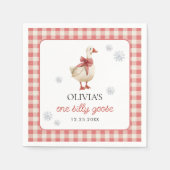 Gekke Goose Christmas Gingham 1st Birthday Servet (Voorkant)