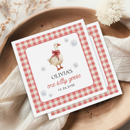Gekke Goose Christmas Gingham 1st Birthday Servet