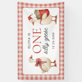 Gekke Goose Christmas Gingham 1st Birthday Spandoek (Verticaal)