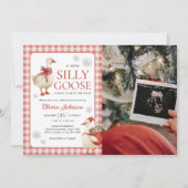 Gekke Goose Christmas Gingham Baby shower Foto Kaart (Voorkant)