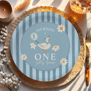 Gekke Goose Daisy Boy 1e Verjaardagsfeest Papieren Bordje