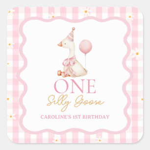 Gekke Goose Daisy Gingham 1e Verjaardag Sticker