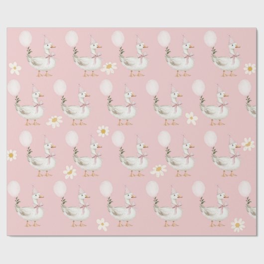 Gekke Goose Daisy Girl 1e verjaardagsfeestje Cadeaupapier (Vlak)