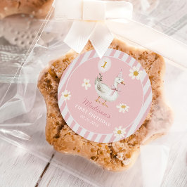 Gekke Goose Daisy Girl 1e verjaardagsfeestje Ronde Sticker