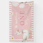 Gekke Goose Daisy Girl 1e verjaardagsfeestje Spandoek (Verticaal)