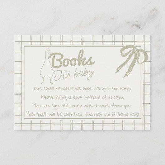 Gekke Goose Drawn Neutraal Gingham Boek Verzoek Informatiekaartje (Voorkant)