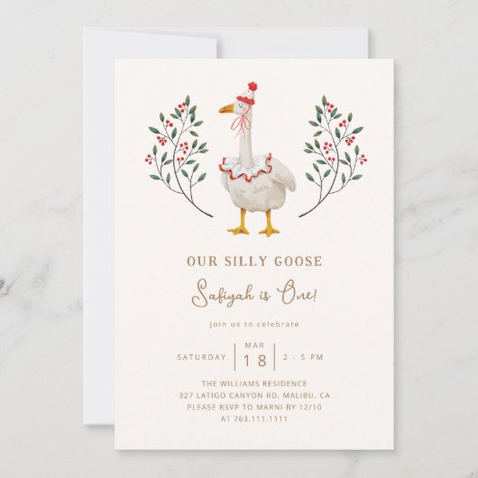 Gekke Goose Eerste Verjaardagsfeest Kaart (Voorkant)