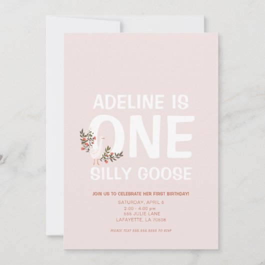 Gekke Goose Eerste Verjaardagsfeestuitnodigingen Kaart (Voorkant)