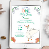 Gekke Goose Eerste Verjaardagsfeestuitnodigingen Kaart