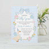 Gekke Goose Floral Baby shower Uitnodiging (Staand voorkant)