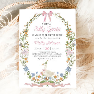 Gekke Goose Floral Baby shower Uitnodiging