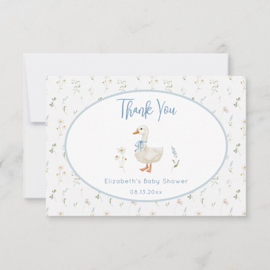 Gekke Goose Floral Elegant Baby shower Bedankkaart (Voorkant)