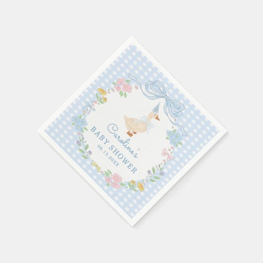 Gekke Goose Floral Gingham Baby shower servetten (Hoek)