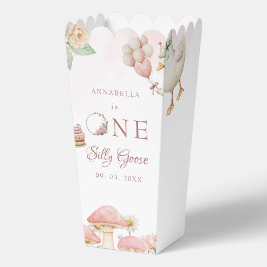 Gekke Goose Flower Garden Mushroom 1e verjaardag Bedankdoosjes (Voorkant)