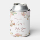 Gekke Goose Flower Garden Mushroom 1e verjaardag Blikjeskoeler (Blikje Voorkant)