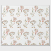 Gekke Goose Flower Garden Mushroom 1e verjaardag Cadeaupapier (Vlak)