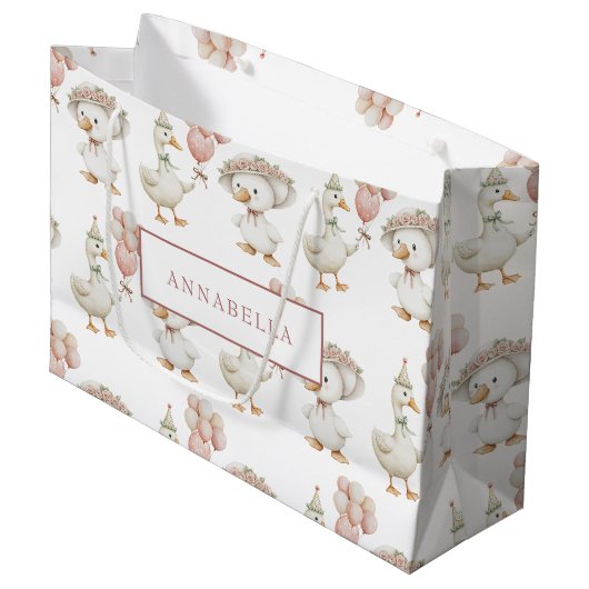 Gekke Goose Flower Garden Mushroom 1e verjaardag Groot Cadeauzakje (Voorkant Gekanteld)