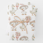 Gekke Goose Flower Garden Mushroom 1e verjaardag Inpakpapier Vel (In situ)