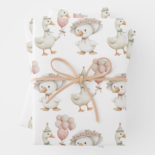 Gekke Goose Flower Garden Mushroom 1e verjaardag Inpakpapier Vel (In situ)