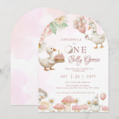 Gekke Goose Flower Garden Mushroom 1e verjaardag Kaart (Voorkant / Achterkant)