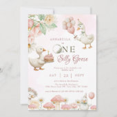 Gekke Goose Flower Garden Mushroom 1e verjaardag Kaart (Voorkant)