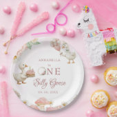 Gekke Goose Flower Garden Mushroom 1e verjaardag Papieren Bordje (Feest)