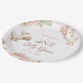 Gekke Goose Flower Garden Mushroom 1e verjaardag Papieren Bordje (Gekanteld)