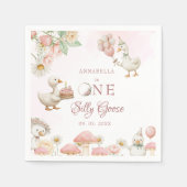 Gekke Goose Flower Garden Mushroom 1e verjaardag Servet (Voorkant)