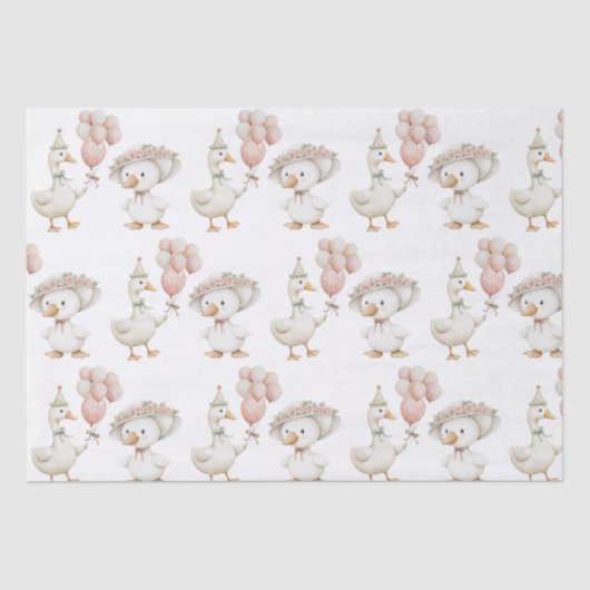 Gekke Goose Flower Garden Mushroom 1e verjaardag Tissuepapier (Voorkant)