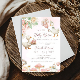 Gekke Goose Flower Garden Mushroom Baby shower Kaart