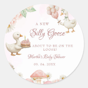 Gekke Goose Flower Garden Mushroom Baby shower Ronde Sticker