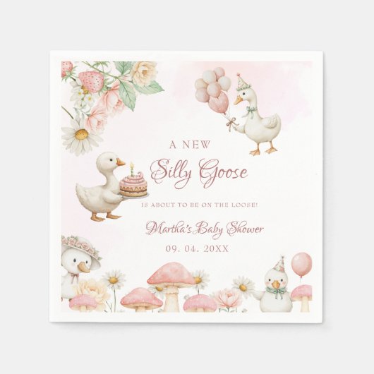 Gekke Goose Flower Garden Mushroom Baby shower Servet (Voorkant)