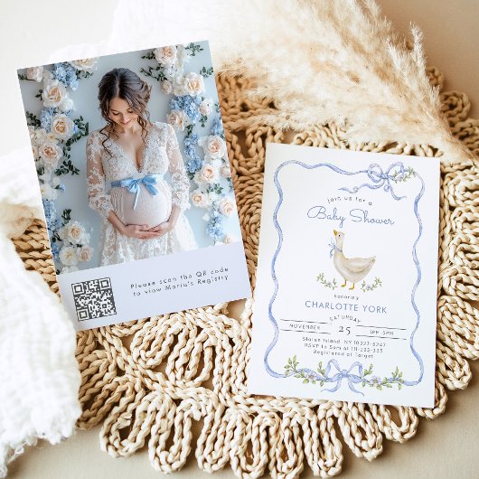 Gekke Goose Foto QR code Baby shower Kaart