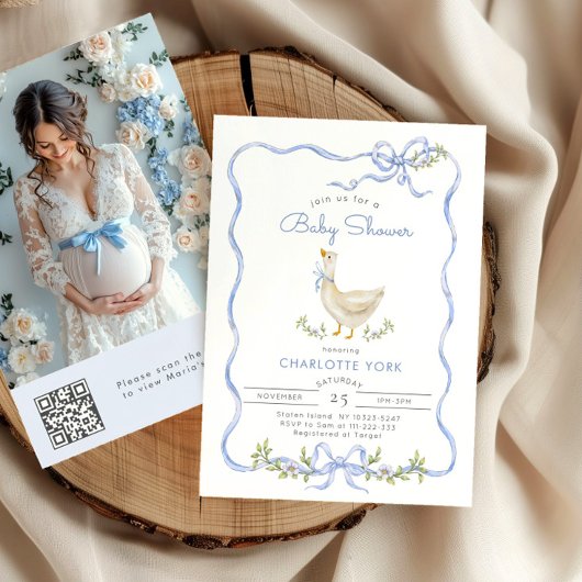 Gekke Goose Foto QR code Baby shower Kaart