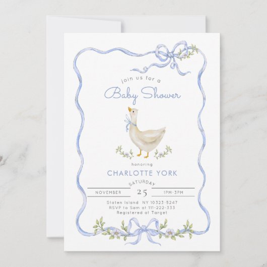 Gekke Goose Foto QR code Baby shower Kaart (Voorkant)