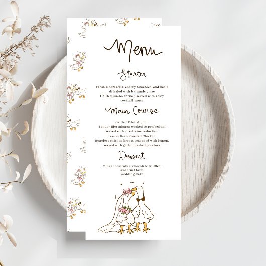Gekke Goose Funny Wedding Menu