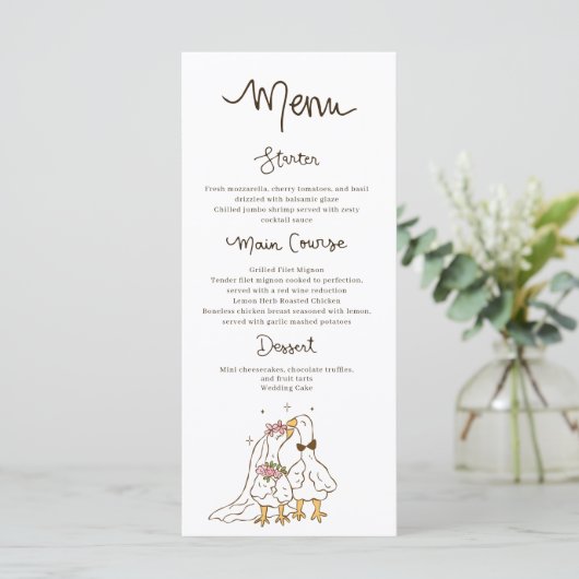 Gekke Goose Funny Wedding Menu (Staand voorkant)