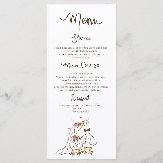 Gekke Goose Funny Wedding Menu (Voorkant)