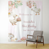 Gekke Goose Garden Mushroom Verjaardag welkom Wandkleed (In situ)