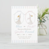 Gekke Goose Gender Reveal Invitation Kaart (Staand voorkant)