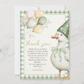 Gekke Goose Gingham 1e Verjaardag Bedankt Card (Voorkant)