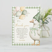 Gekke Goose Gingham 1e Verjaardag Bedankt Card (Staand voorkant)