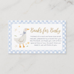 Gekke Goose Gingham Baby shower Boeken voor Baby Informatiekaartje