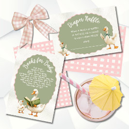 Gekke Goose Gingham Baby shower Boeken voor Baby Kaart