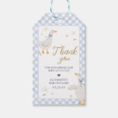 Gekke Goose Gingham Baby shower Favorietentjes Cadeaulabel (Voorkant)