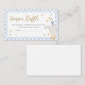 Gekke Goose Gingham Baby shower Luier Raffle Informatiekaartje (Voorkant / Achterkant)