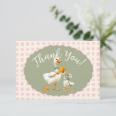 Gekke Goose Gingham Bedankt Kaart (Staand voorkant)