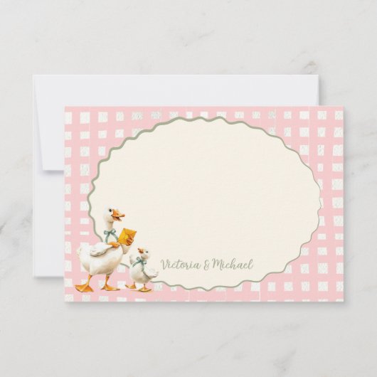 Gekke Goose Gingham Bedankt Kaart (Achterkant)